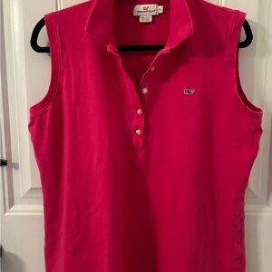 Vineyard Vines Women's Bright Pink Button Down Sleeveless Shirt